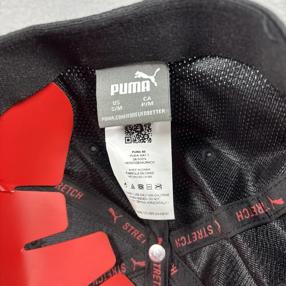 PUMA Men's Evercat Luke Stretch Fit Cap Red Black Adult Size S/M NWOT Hat‎